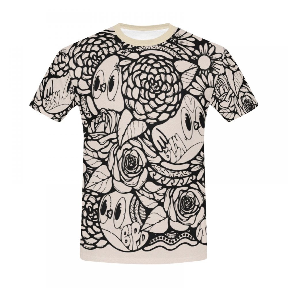 Men's Digital Art Bird Flower Short T-shirt New Zealand