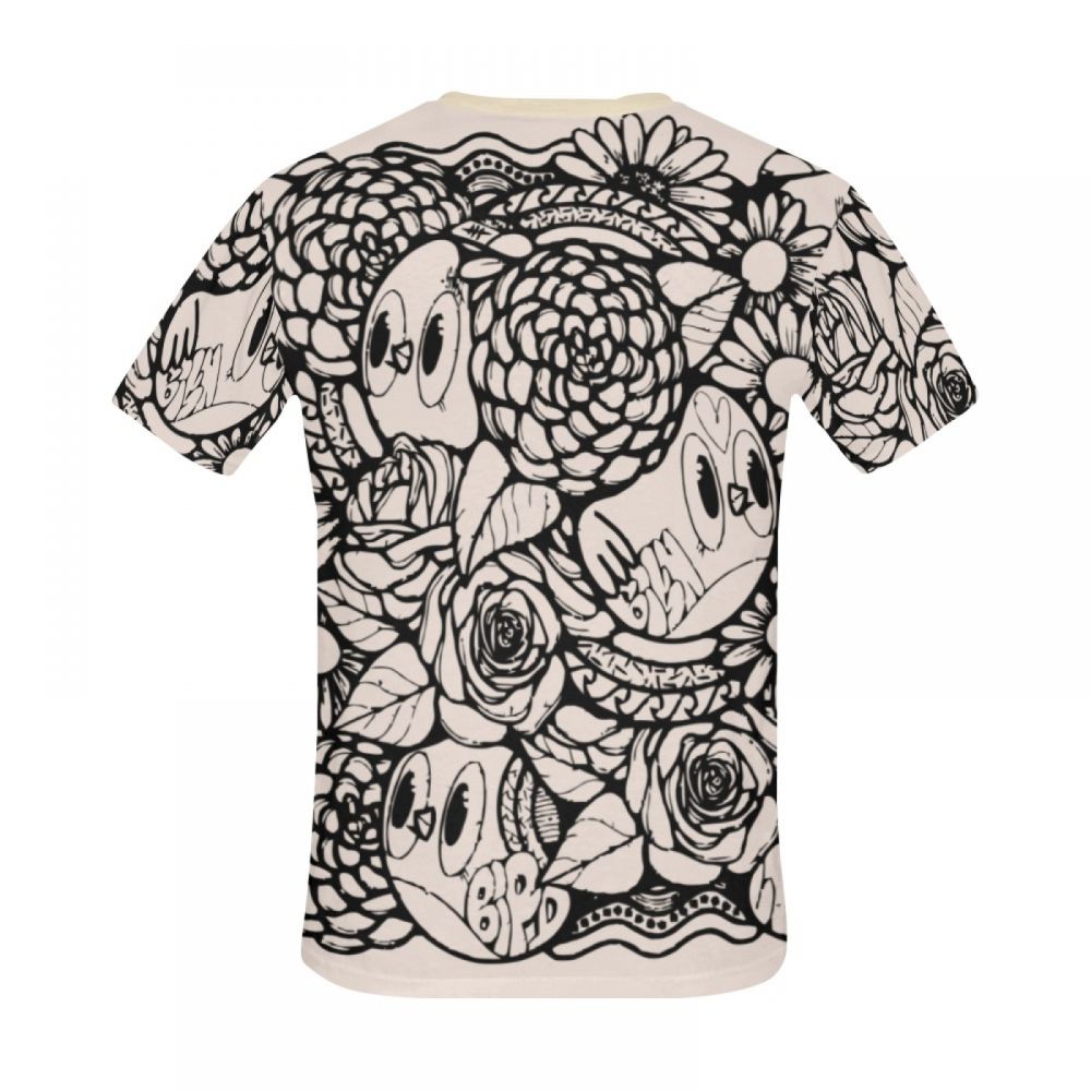 Men's Digital Art Bird Flower Short T-shirt New Zealand