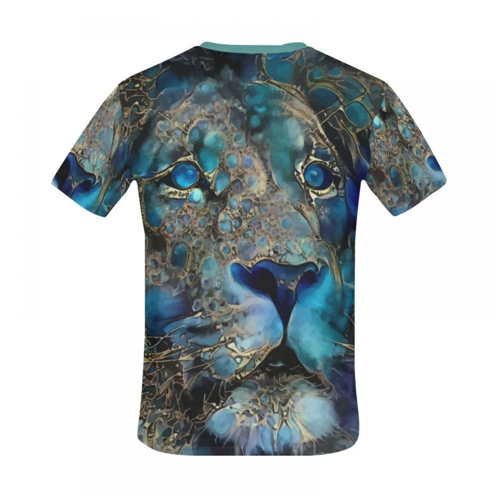 Men's Digital Art Blue Lion Short T-shirt New Zealand