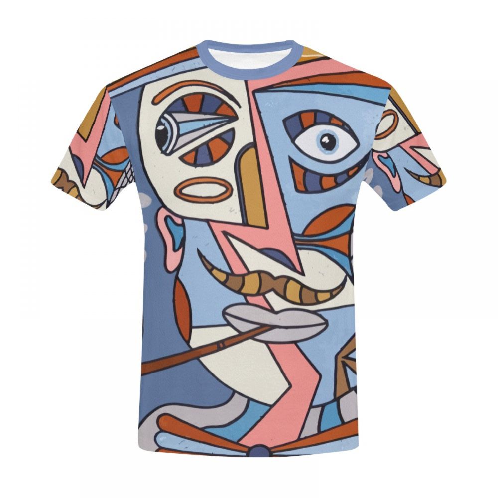 Men's Abstract Art Pipe Short T-shirt New Zealand