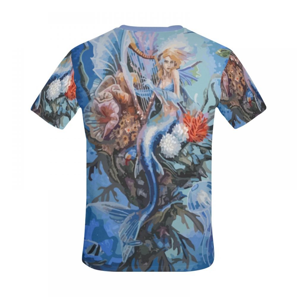 Men's Digital Art Mermaid Lullaby Short T-shirt New Zealand