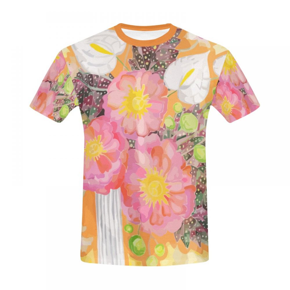 Men's Abstract Art Peony Bouquet Short T-shirt New Zealand