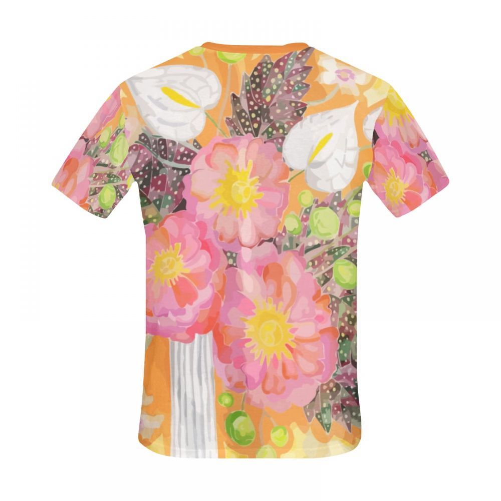 Men's Abstract Art Peony Bouquet Short T-shirt New Zealand