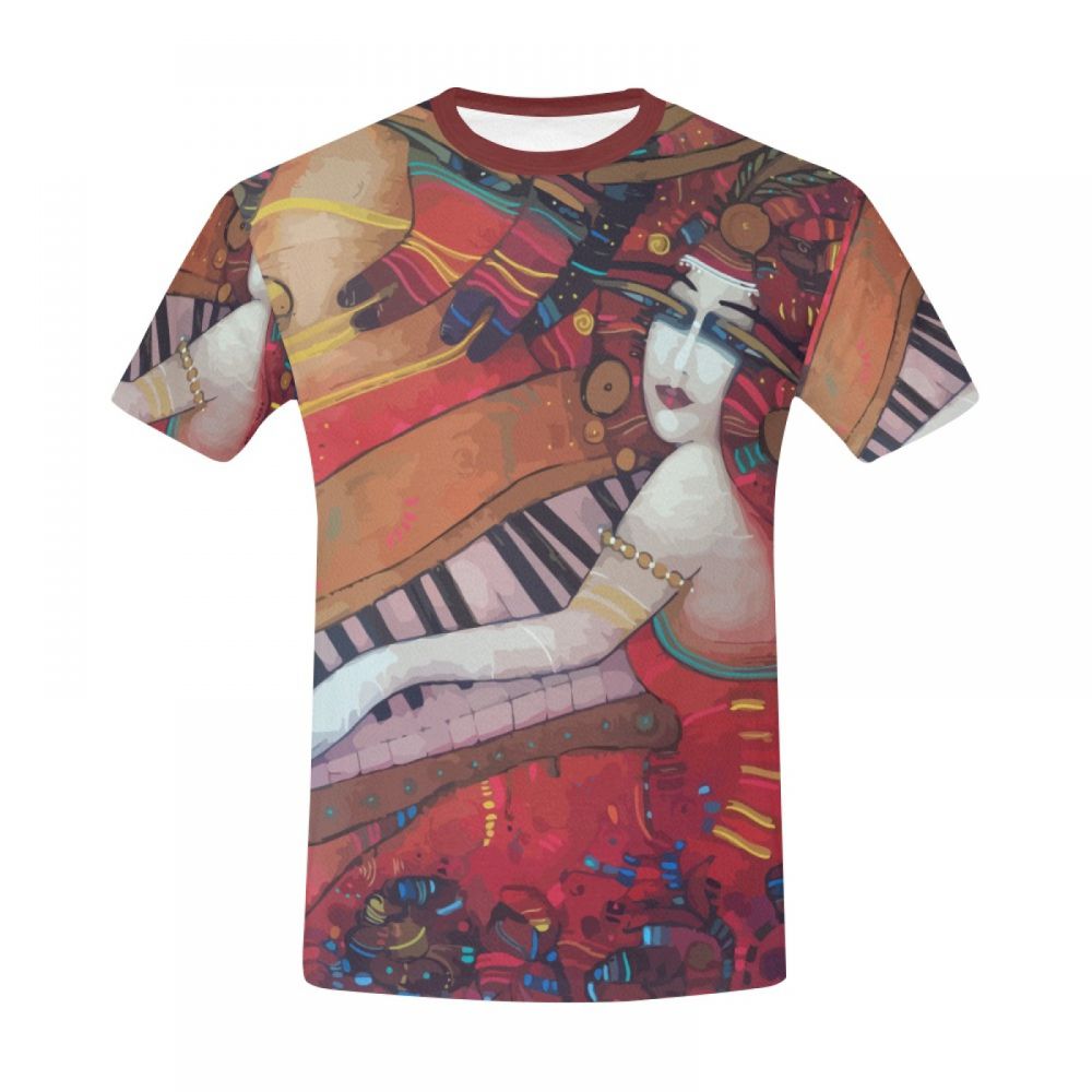 Men's Art Rouge Girl Piano Short T-shirt New Zealand