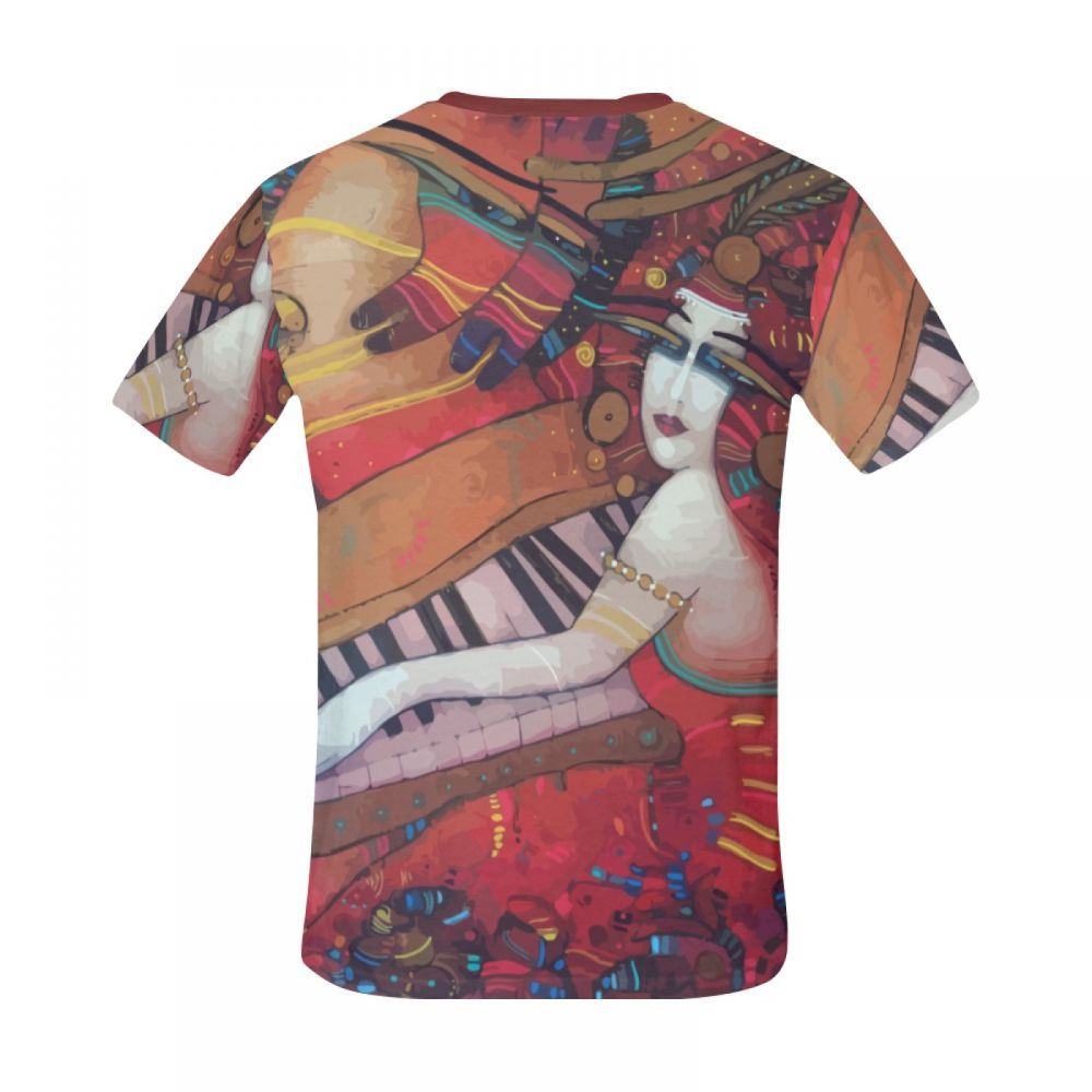 Men's Art Rouge Girl Piano Short T-shirt New Zealand