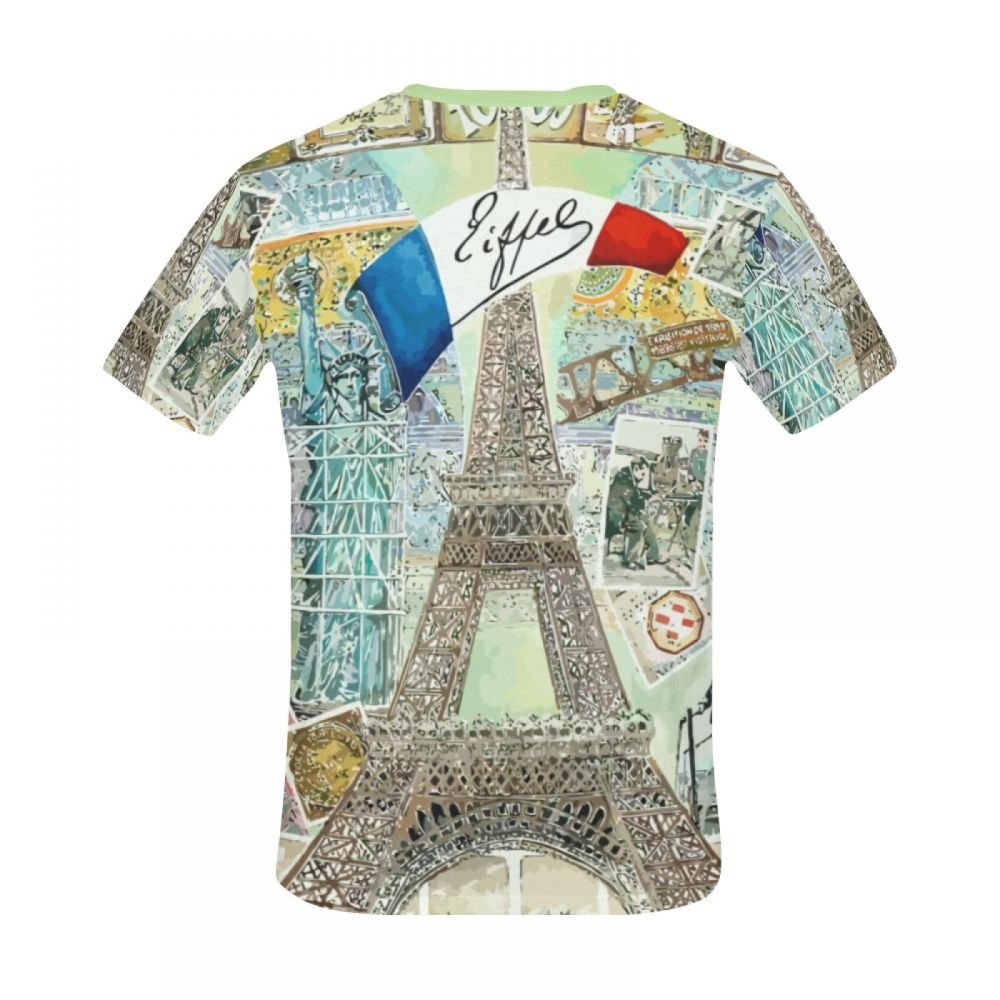 Men's Watercolor Art France Eiffel Tower Short T-shirt New Zealand