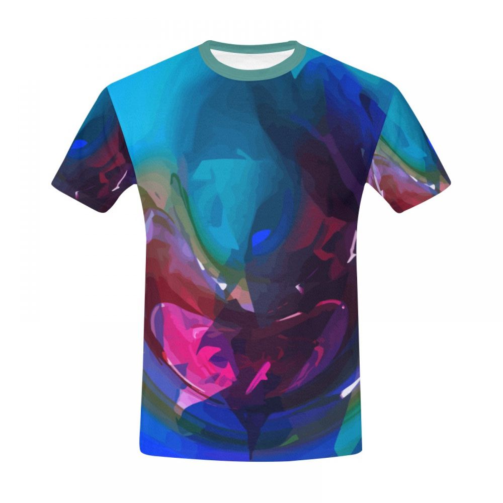 Men's Art Digital Blue Word Short T-shirt New Zealand