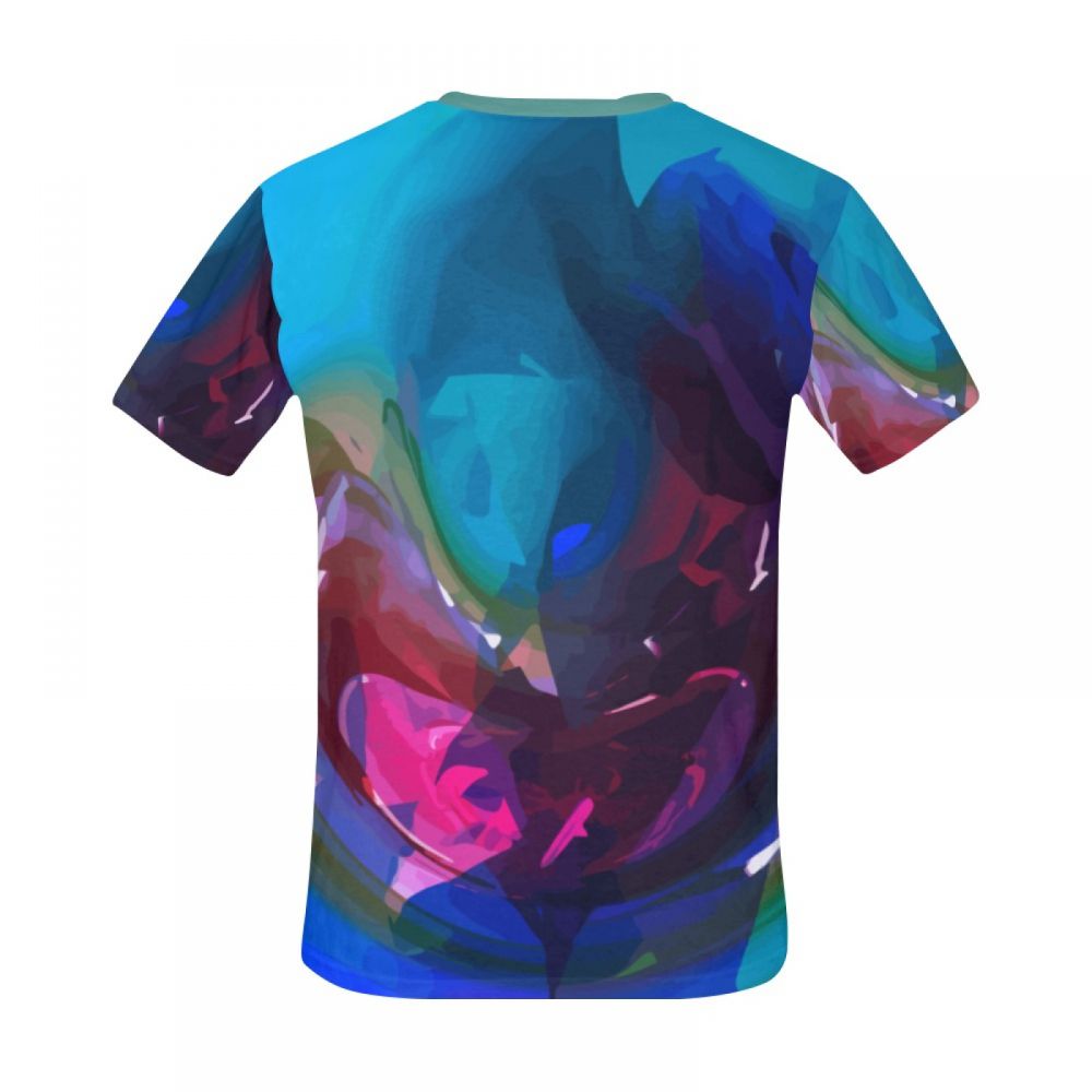 Men's Art Digital Blue Word Short T-shirt New Zealand