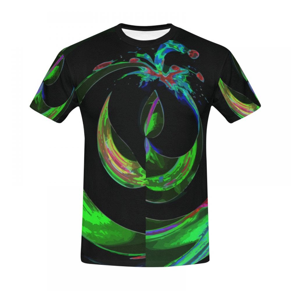 Men's Art Digital Green Water Drop Short T-shirt New Zealand