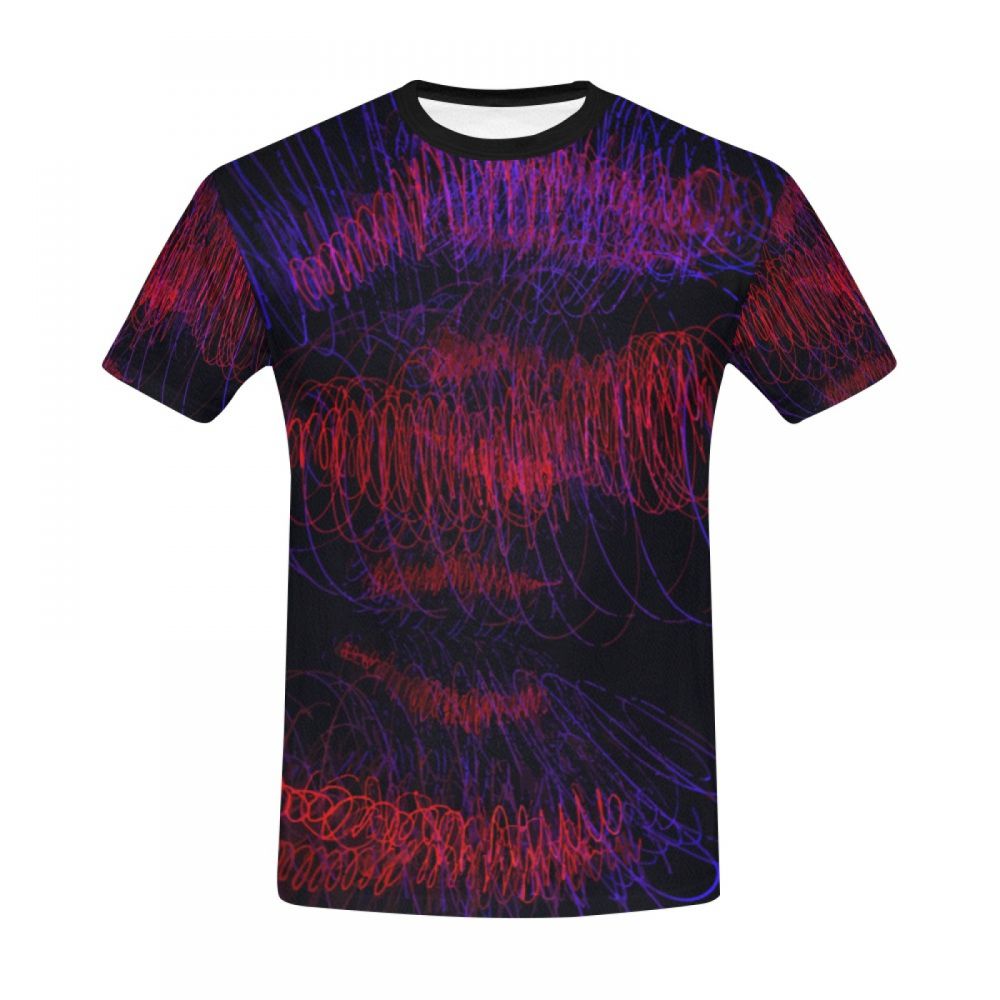 Men's Art Red Sound Waves Short T-shirt New Zealand