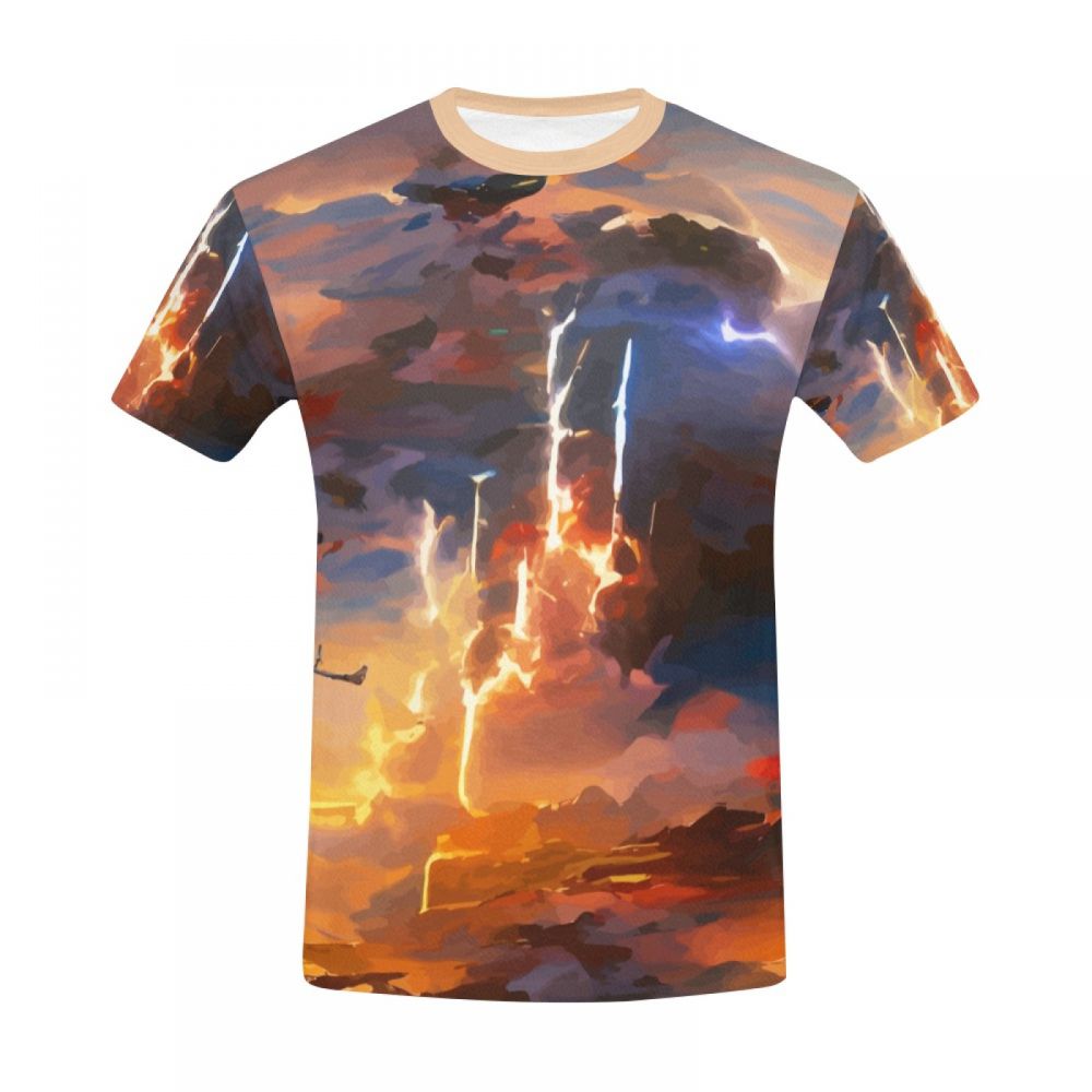 Men's Art Lightning In The Sky Short T-shirt New Zealand