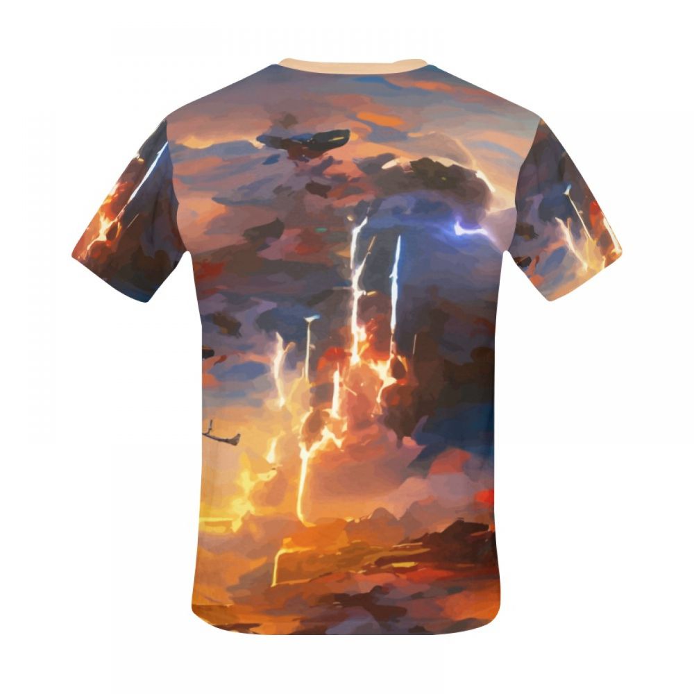 Men's Art Lightning In The Sky Short T-shirt New Zealand