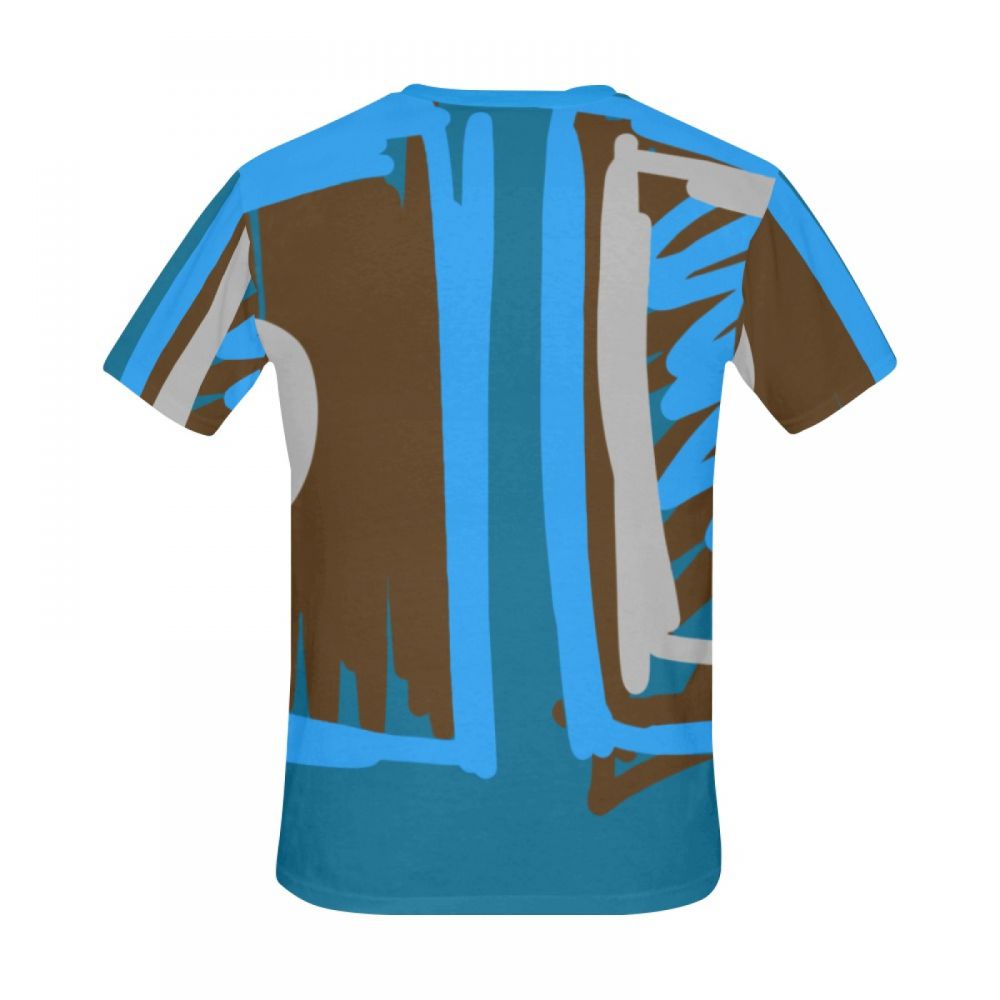 Men's Digital Art Blue Short T-shirt New Zealand