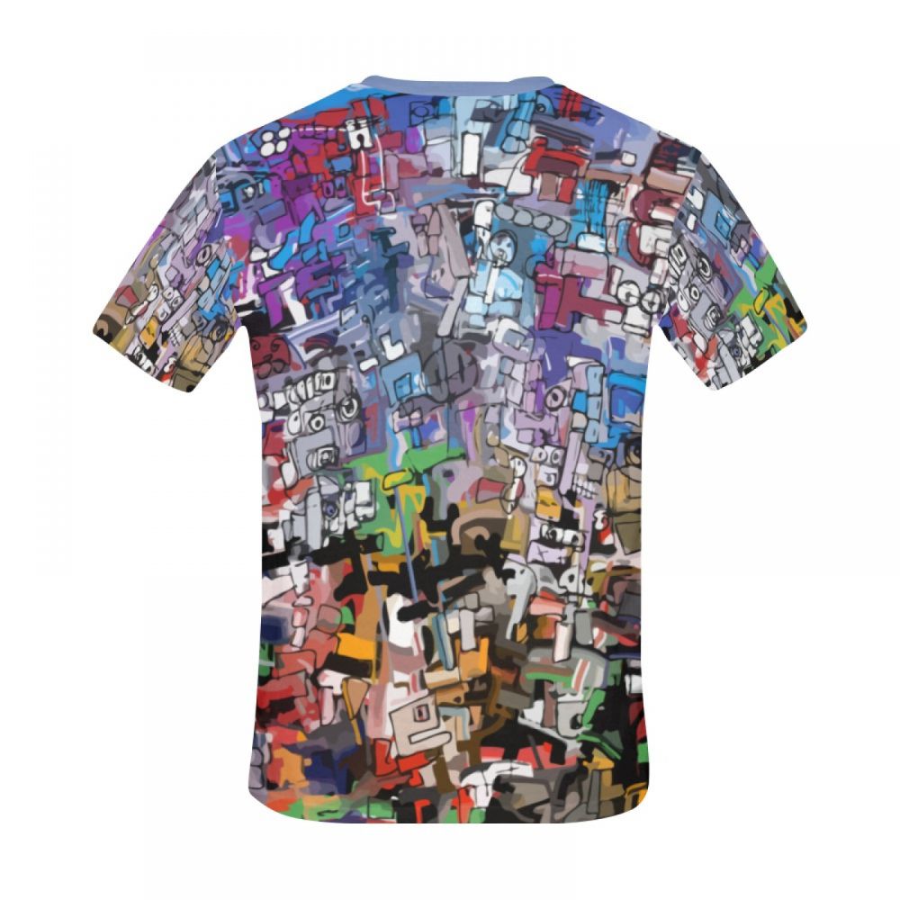 Men's Abstract Art Colorful Short T-shirt New Zealand