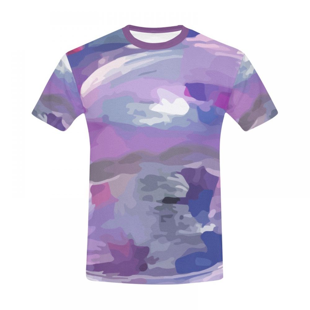 Men's Artistic Color Purple Graffiti Short T-shirt New Zealand