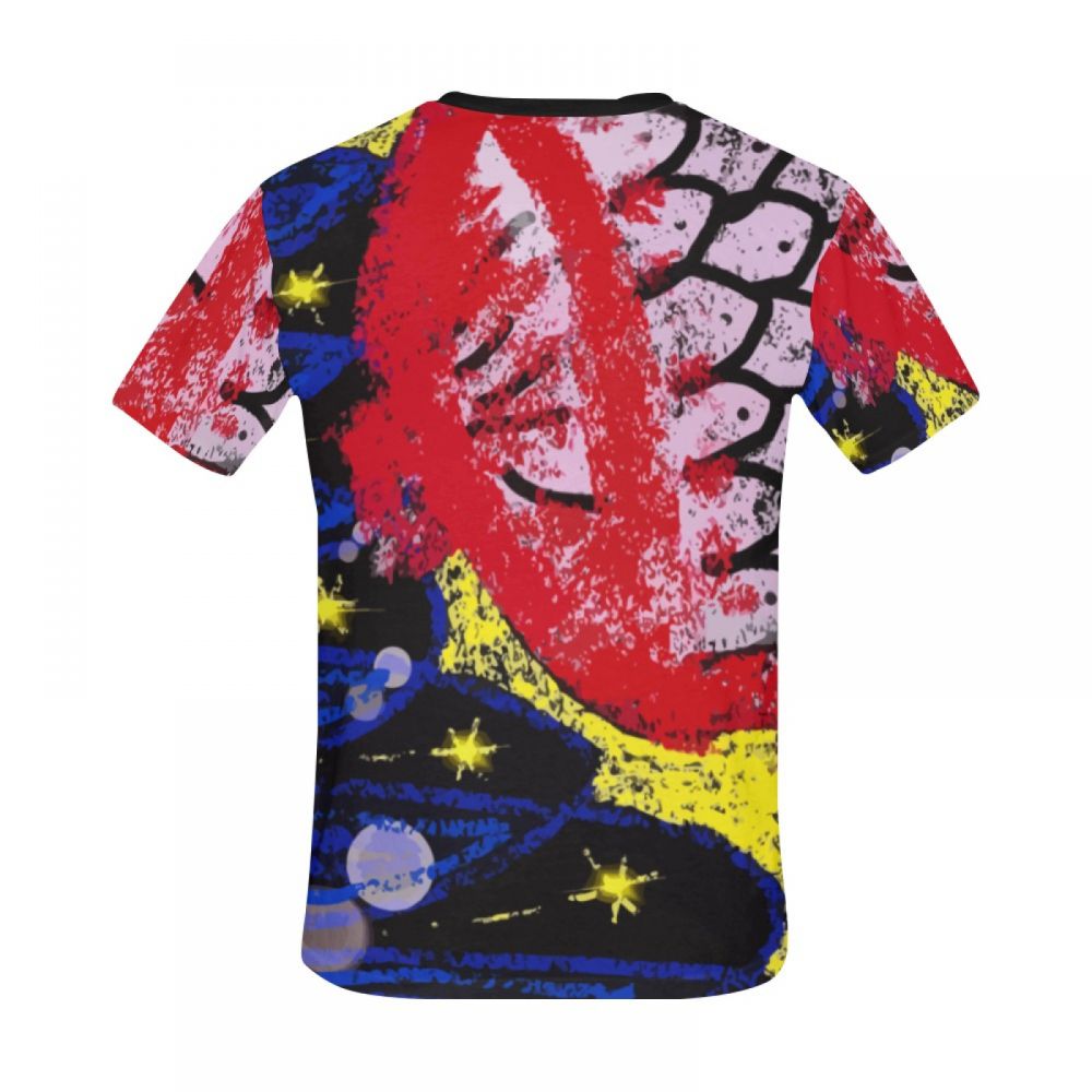 Men's Figurative Art Fish Mouth Short T-shirt New Zealand