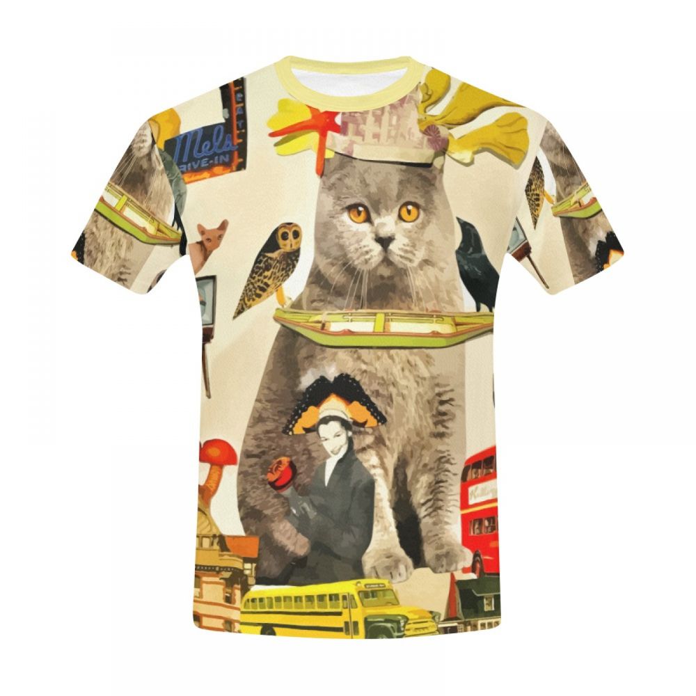 Men's Art Crazy Animals Cat King Short T-shirt New Zealand