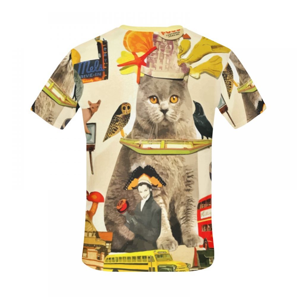 Men's Art Crazy Animals Cat King Short T-shirt New Zealand