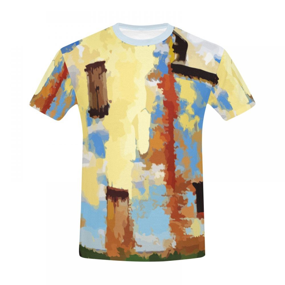 Men's Art Surreal Architecture Yellow Graffiti Short T-shirt New Zealand