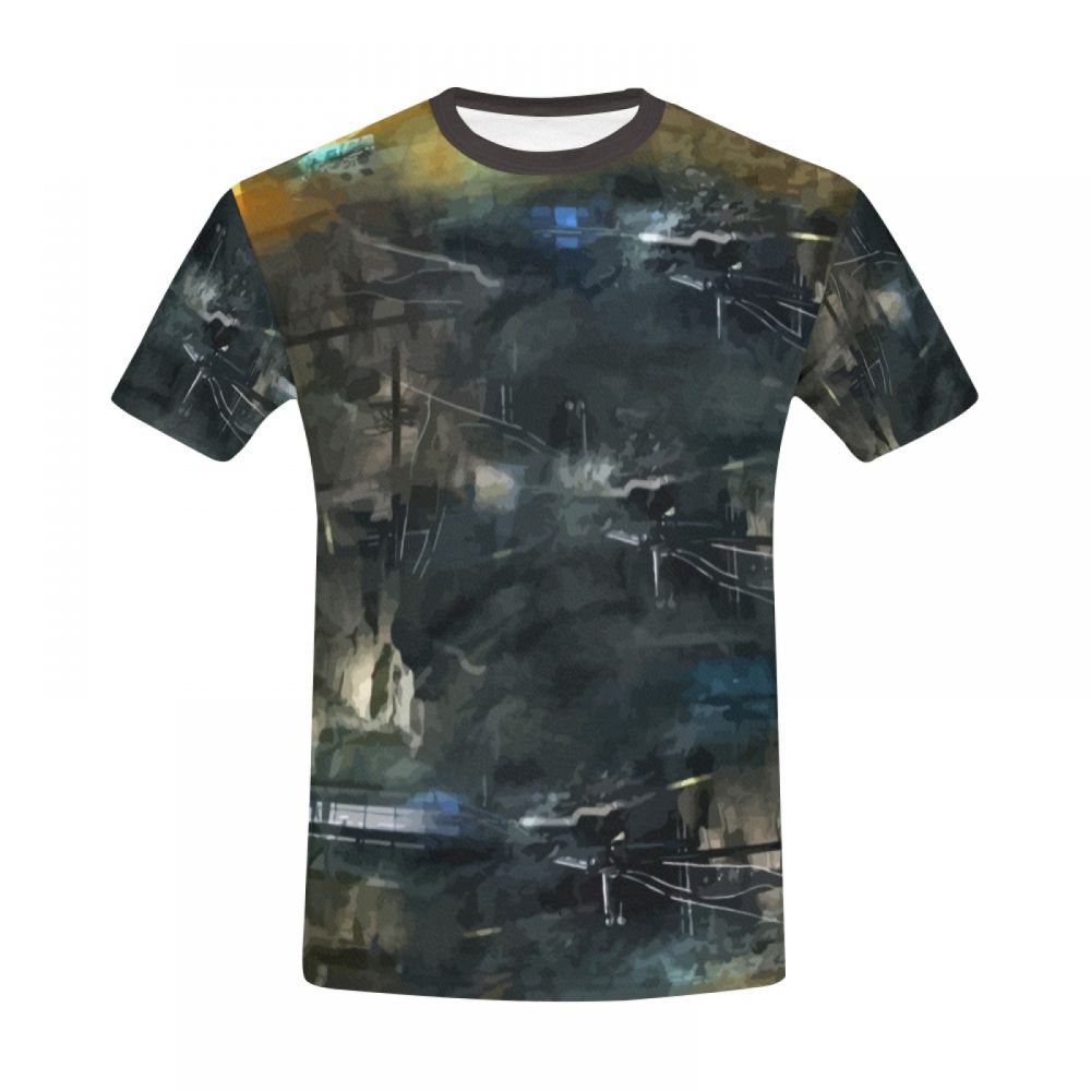 Men's Abstraction Black And Dark Short T-shirt New Zealand