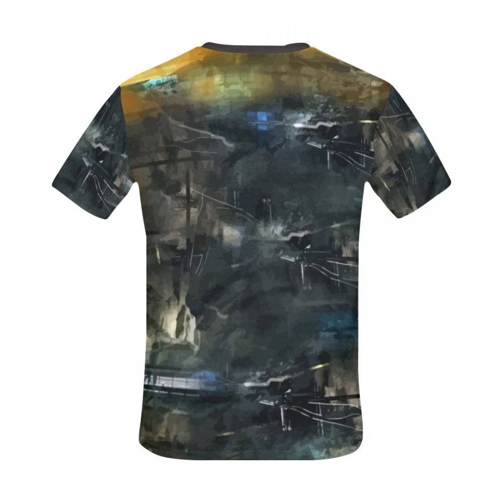 Men's Abstraction Black And Dark Short T-shirt New Zealand