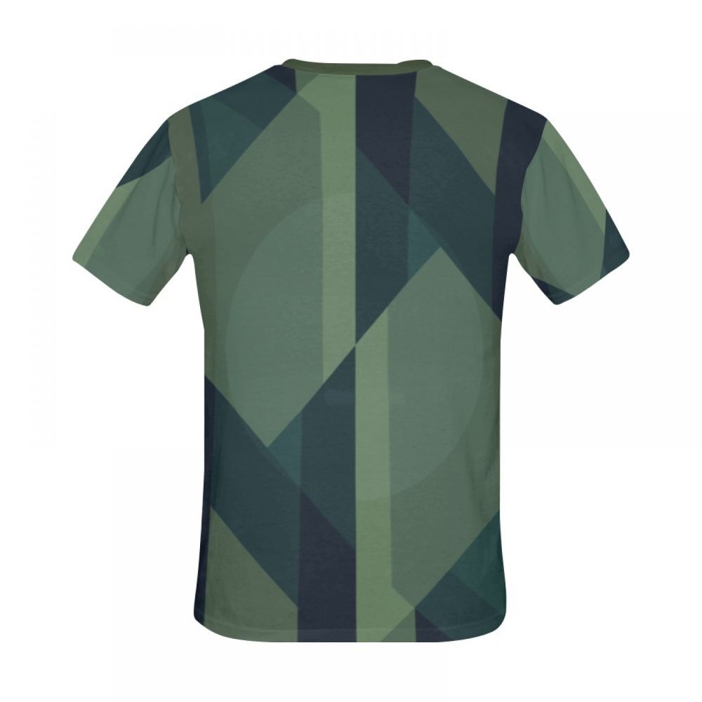 Men's Geometric Art Green Lines Short T-shirt New Zealand