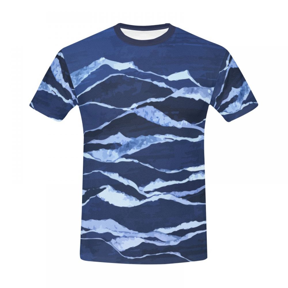 Men's Abstract Art Mountain Peak Short T-shirt New Zealand