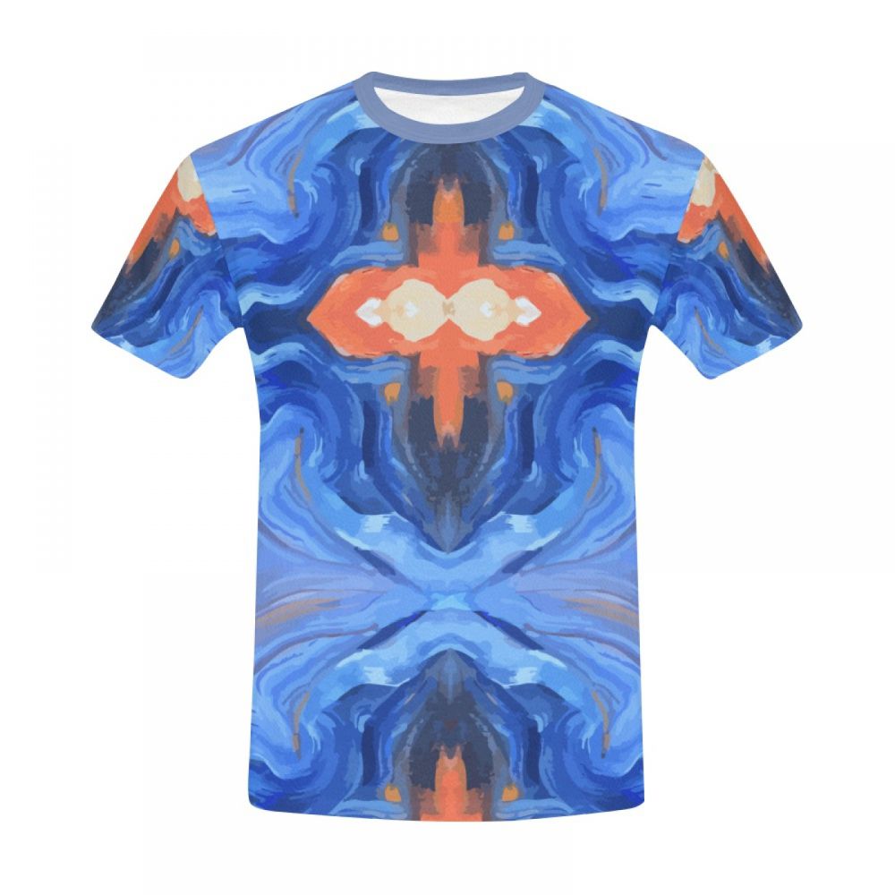 Men's Abstract Art Corrugated Cross Short T-shirt New Zealand