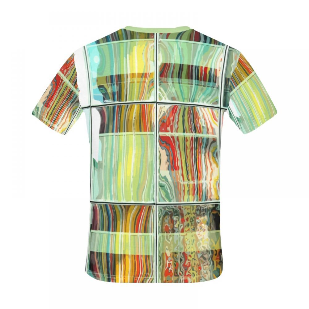 Men's Abstract Art Reflective Stripes Short T-shirt New Zealand