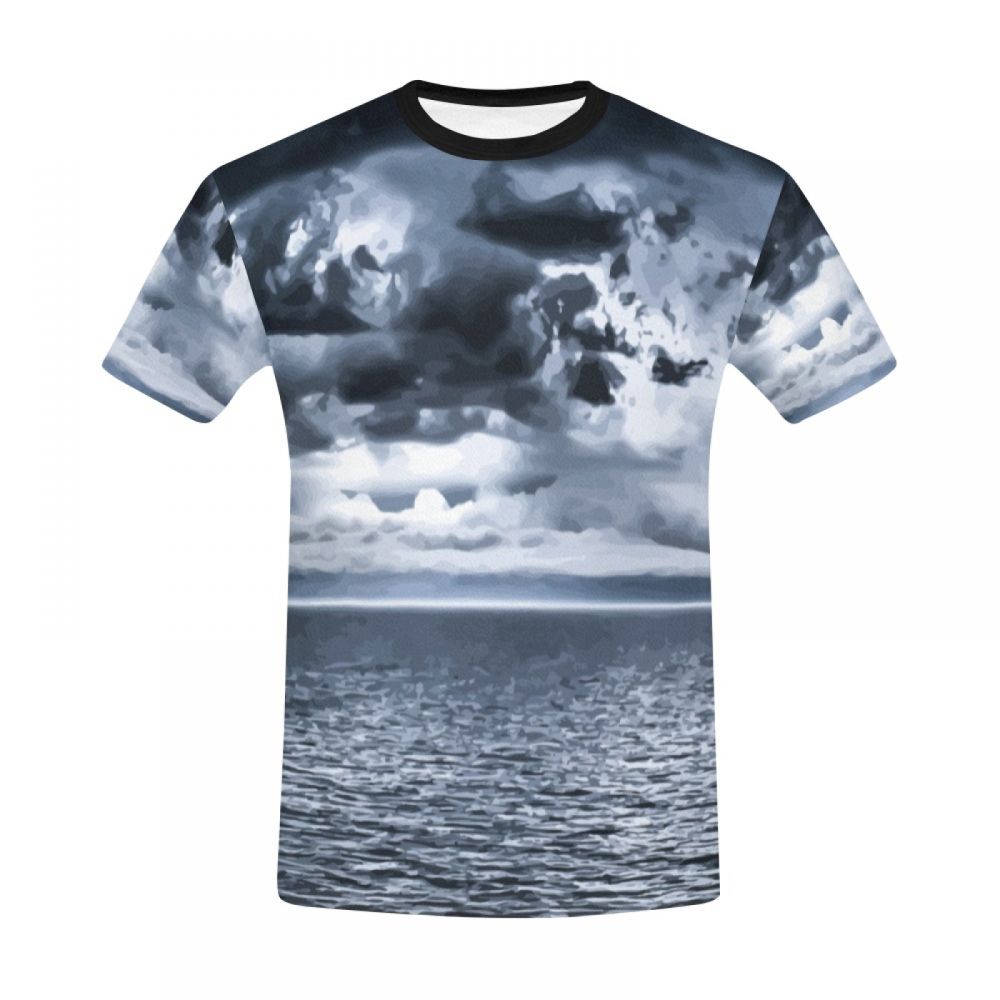 Men's Art Ocean Cloudy Short T-shirt New Zealand