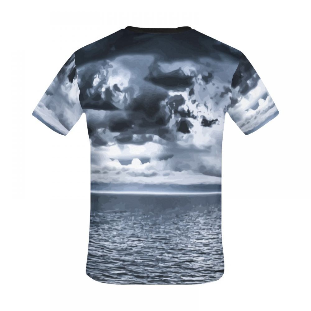 Men's Art Ocean Cloudy Short T-shirt New Zealand