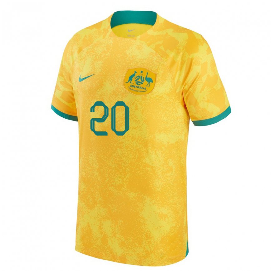 Kid Australia Sam Kerr #20 Golden Home Jersey 2022/23 T-shirt Nz