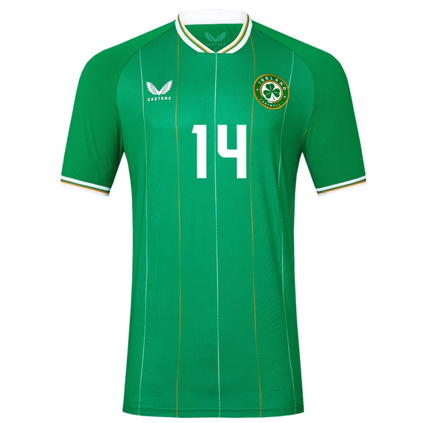 Kids Football Ireland Freya Healy #14 Green Home Jersey 24-26 T-Shirt Nz