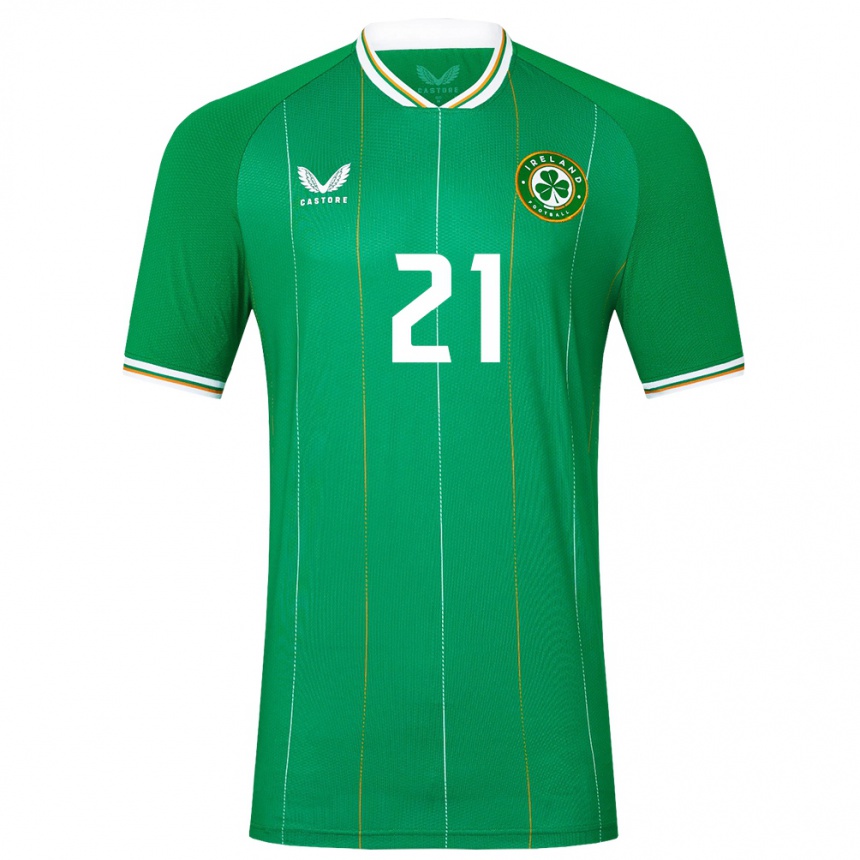 Kids Football Ireland Freddie Turley #21 Green Home Jersey 24-26 T-Shirt Nz