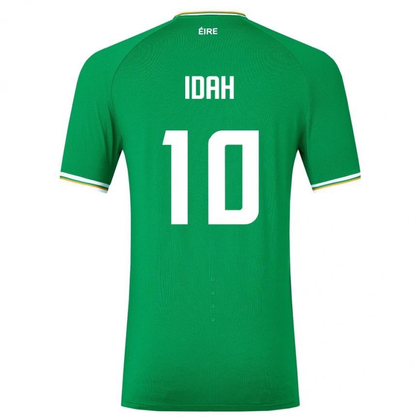 Kids Football Ireland Adam Idah #10 Green Home Jersey 24-26 T-Shirt Nz