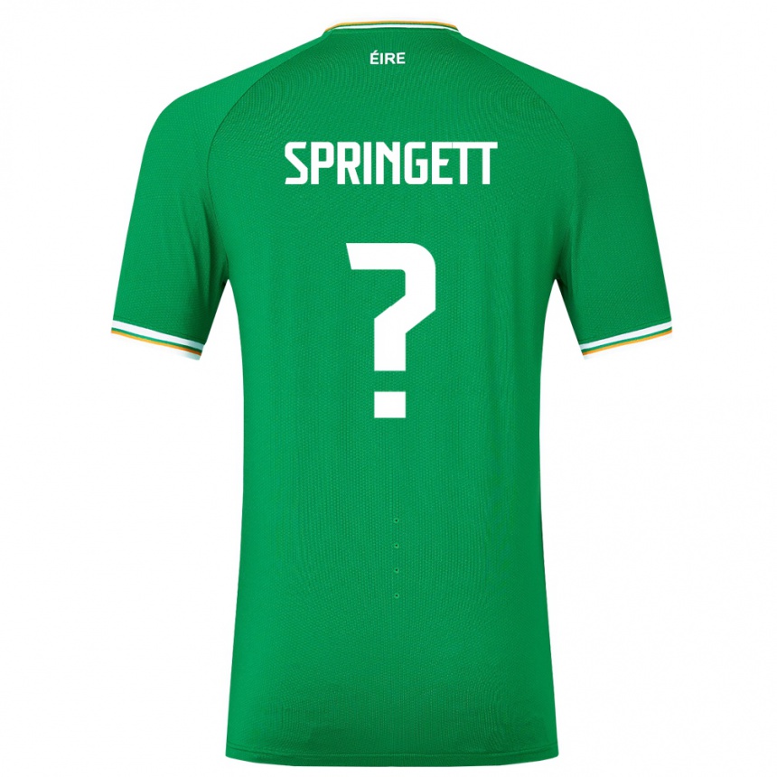 Kids Football Ireland Tony Springett #0 Green Home Jersey 24-26 T-Shirt Nz