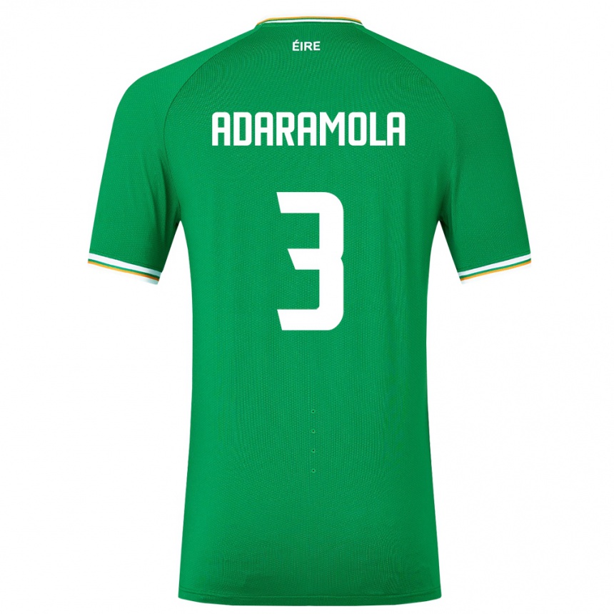 Kids Football Ireland Tayo Adaramola #3 Green Home Jersey 24-26 T-Shirt Nz