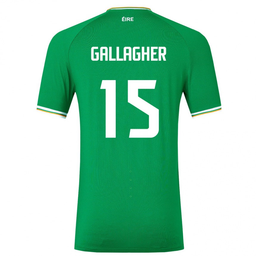 Kids Football Ireland Oisín Gallagher #15 Green Home Jersey 24-26 T-Shirt Nz