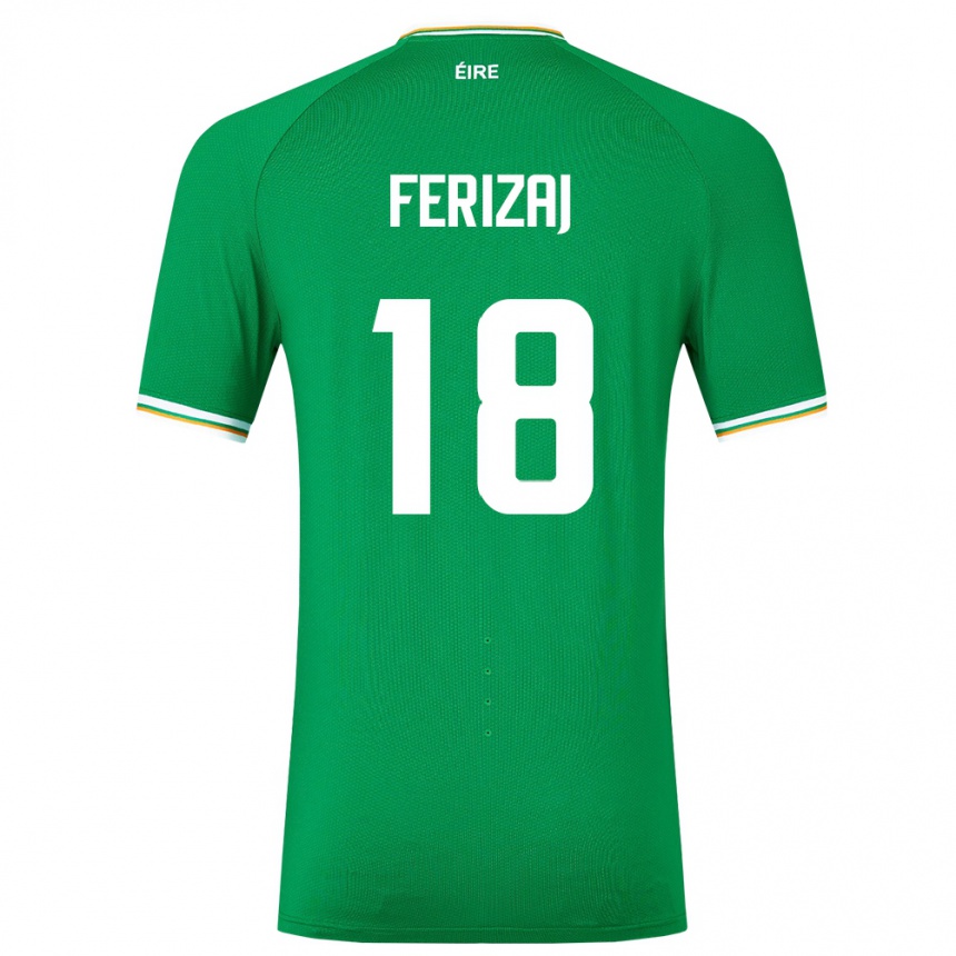 Kids Football Ireland Justin Ferizaj #18 Green Home Jersey 24-26 T-Shirt Nz