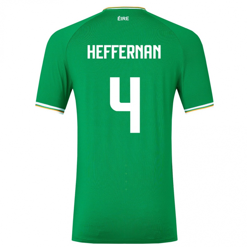 Kids Football Ireland Cathal Heffernan #4 Green Home Jersey 24-26 T-Shirt Nz