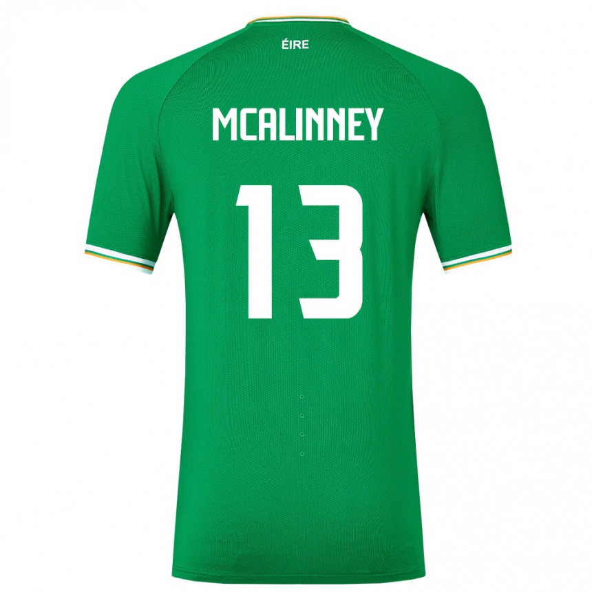 Kids Football Ireland Liam Mcalinney #13 Green Home Jersey 24-26 T-Shirt Nz