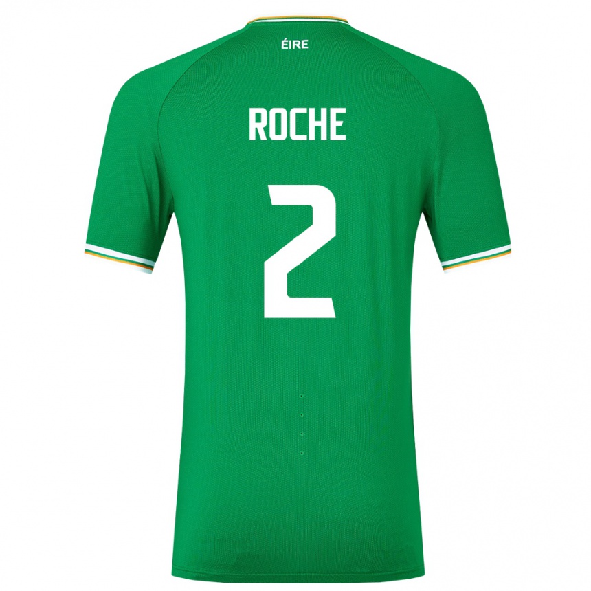 Kids Football Ireland James Roche #2 Green Home Jersey 24-26 T-Shirt Nz