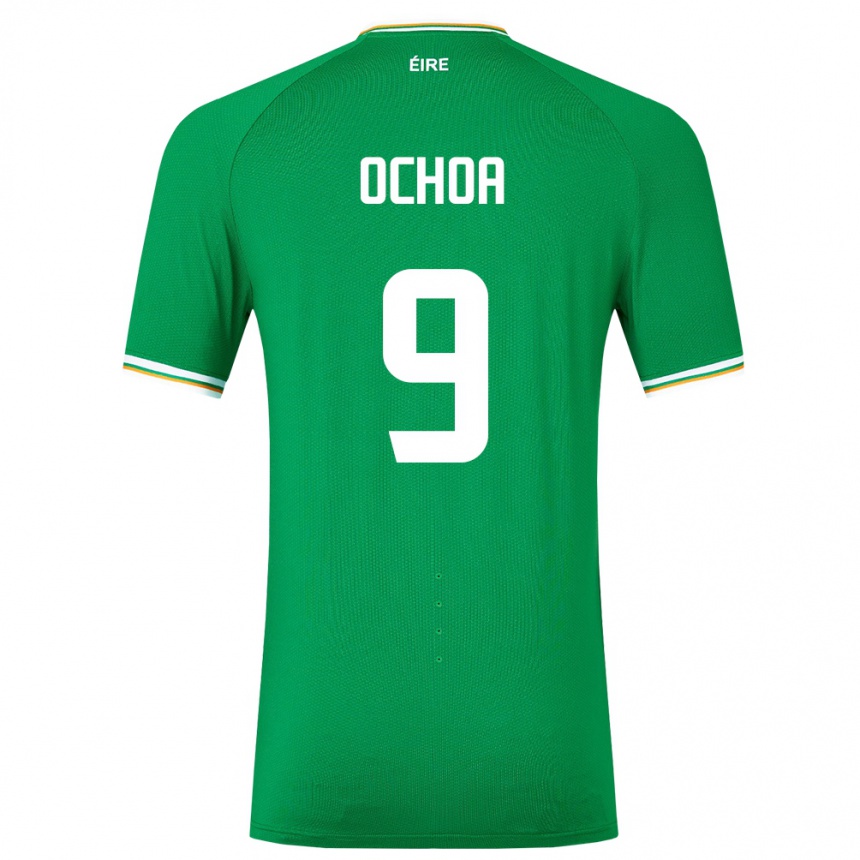 Kids Football Ireland Aarón Ochoa #9 Green Home Jersey 24-26 T-Shirt Nz