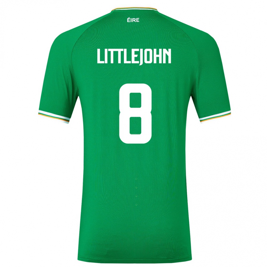 Kids Football Ireland Ruesha Littlejohn #8 Green Home Jersey 24-26 T-Shirt Nz