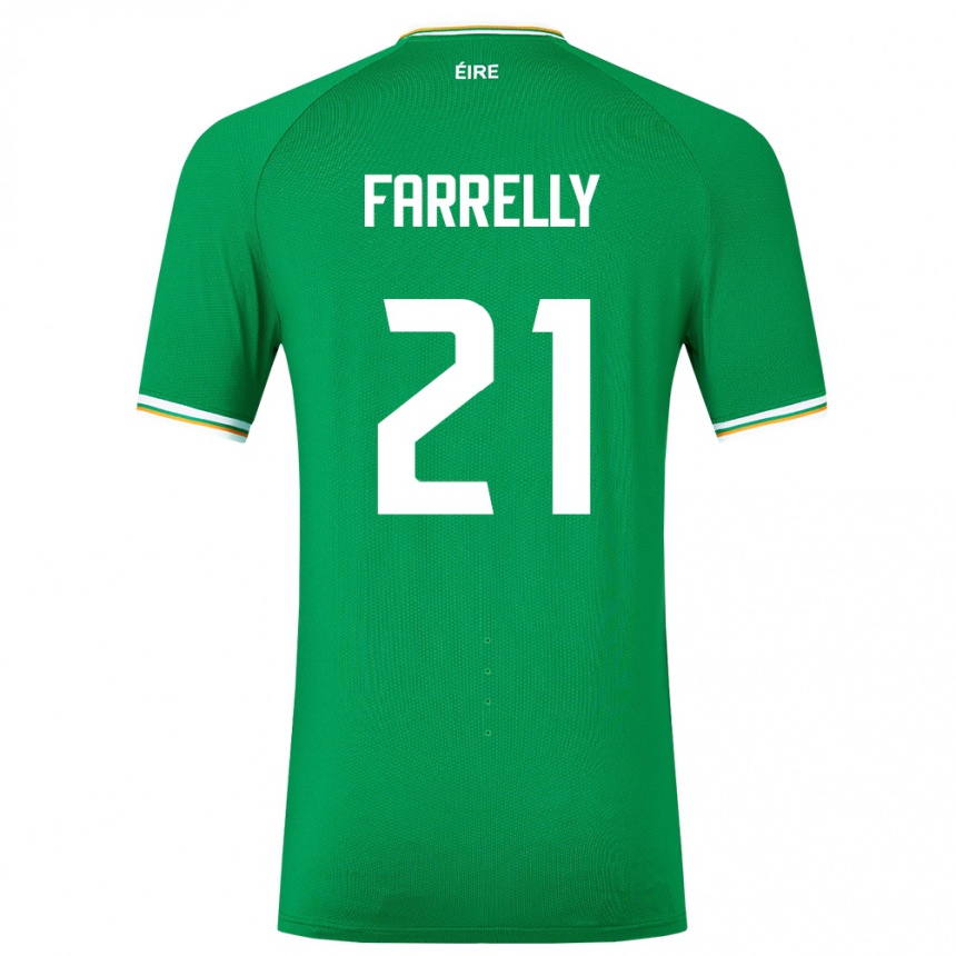 Kids Football Ireland Sinead Farrelly #21 Green Home Jersey 24-26 T-Shirt Nz