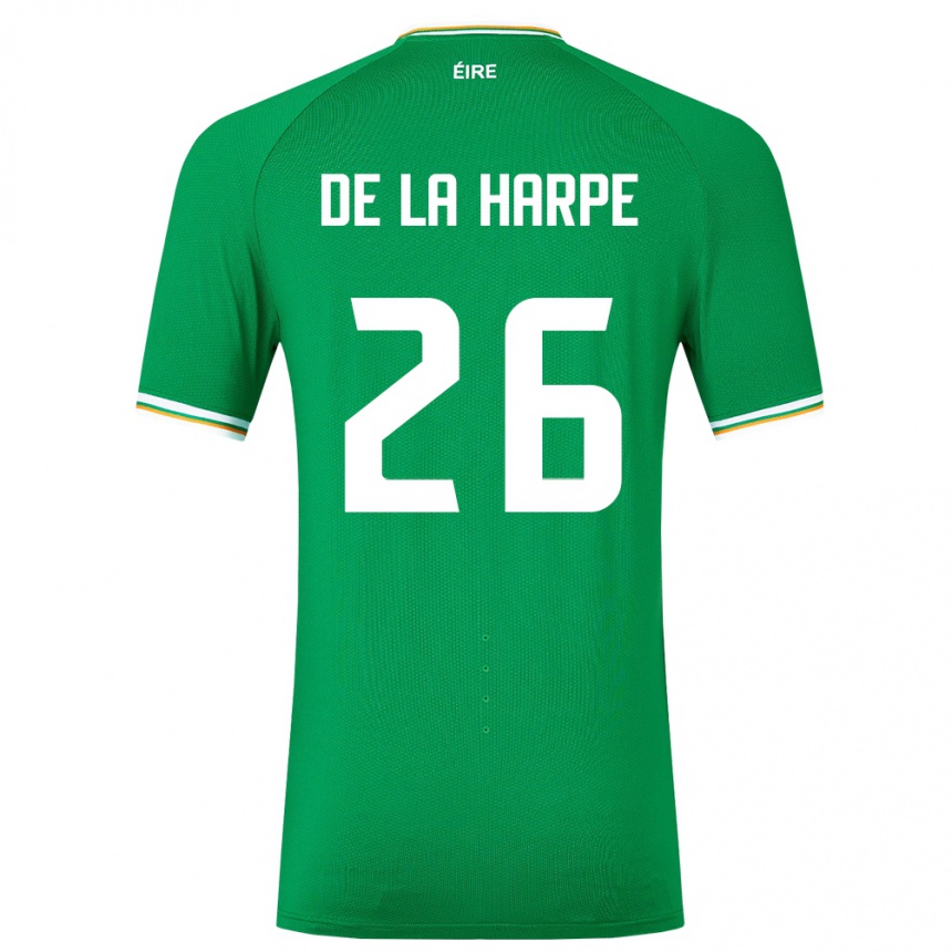 Kids Football Ireland Deborah-Anne De La Harpe #26 Green Home Jersey 24-26 T-Shirt Nz