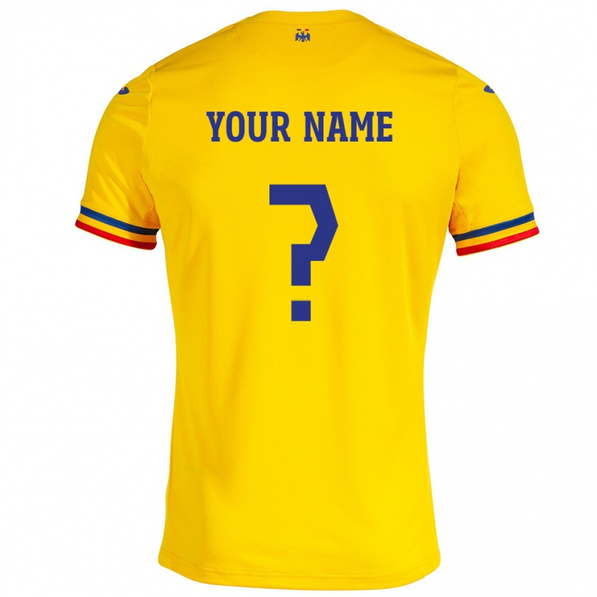 Kids Football Romania Your Name #0 Yellow Home Jersey 24-26 T-Shirt Nz