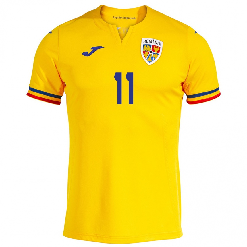 Kids Football Romania Doru Andrei #11 Yellow Home Jersey 24-26 T-Shirt Nz