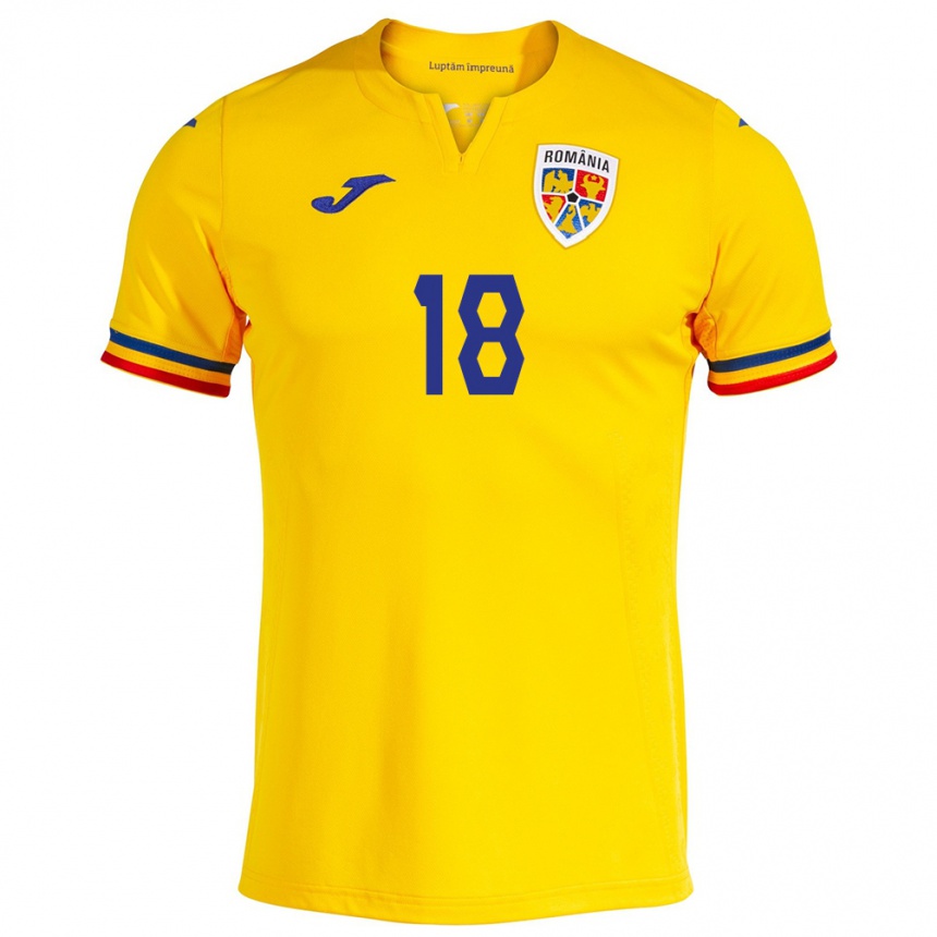 Kids Football Romania Mara Bâtea #18 Yellow Home Jersey 24-26 T-Shirt Nz