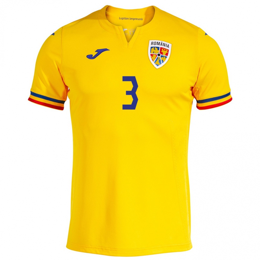 Kids Football Romania Mihaela Ciolacu #3 Yellow Home Jersey 24-26 T-Shirt Nz